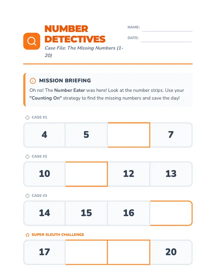 Number Detective Worksheet