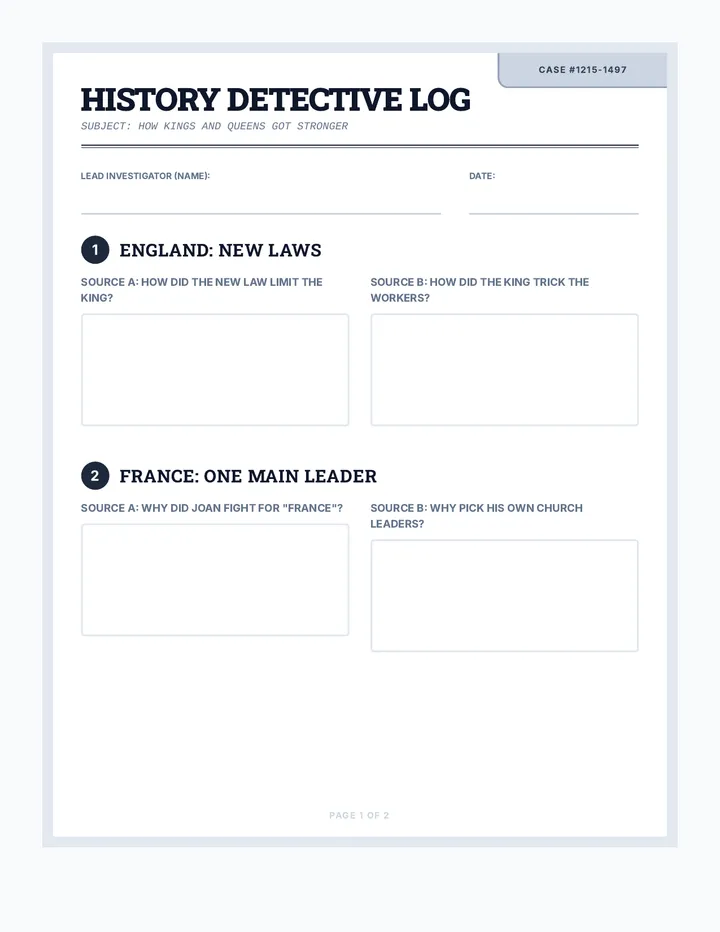 Detective Evidence Log Worksheet