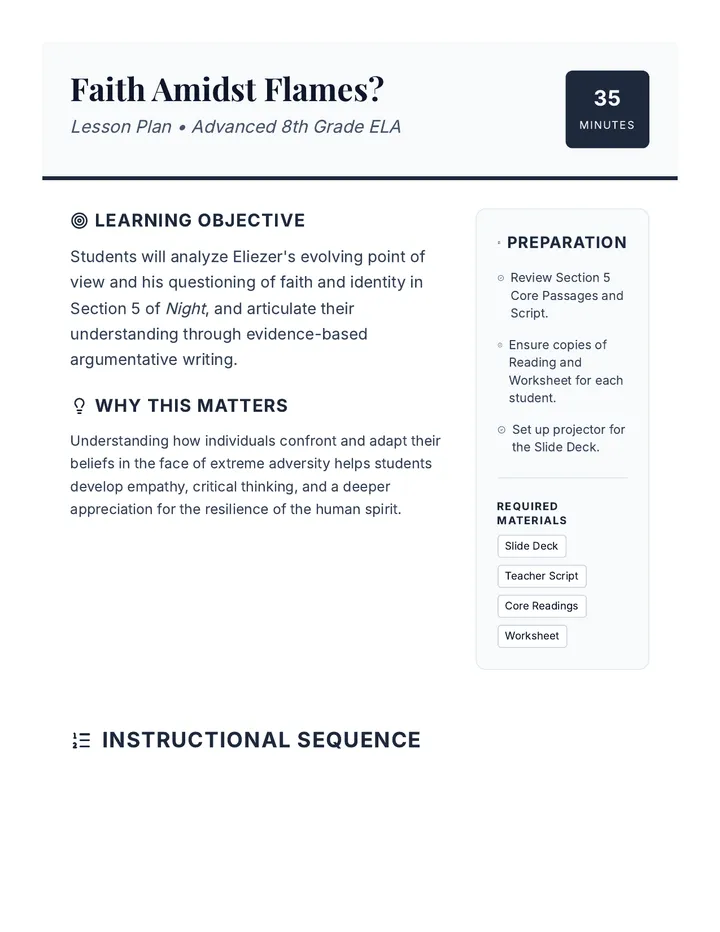 Faith Amidst Flames Lesson Plan