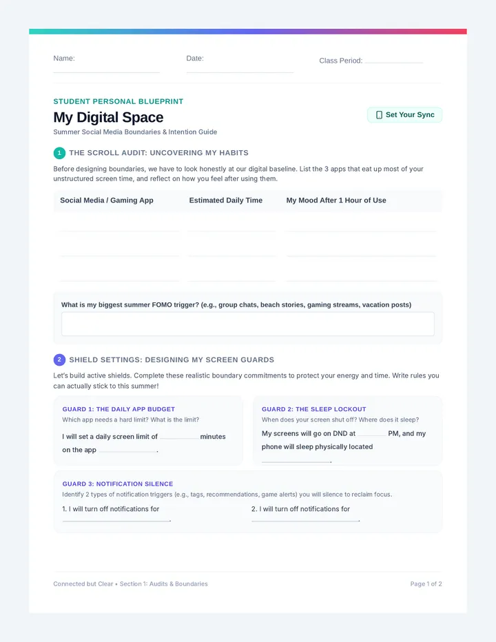 Digital Space Worksheet