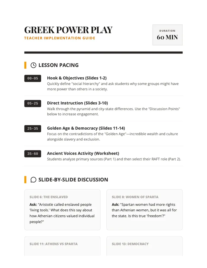 Greek Power Teacher Guide