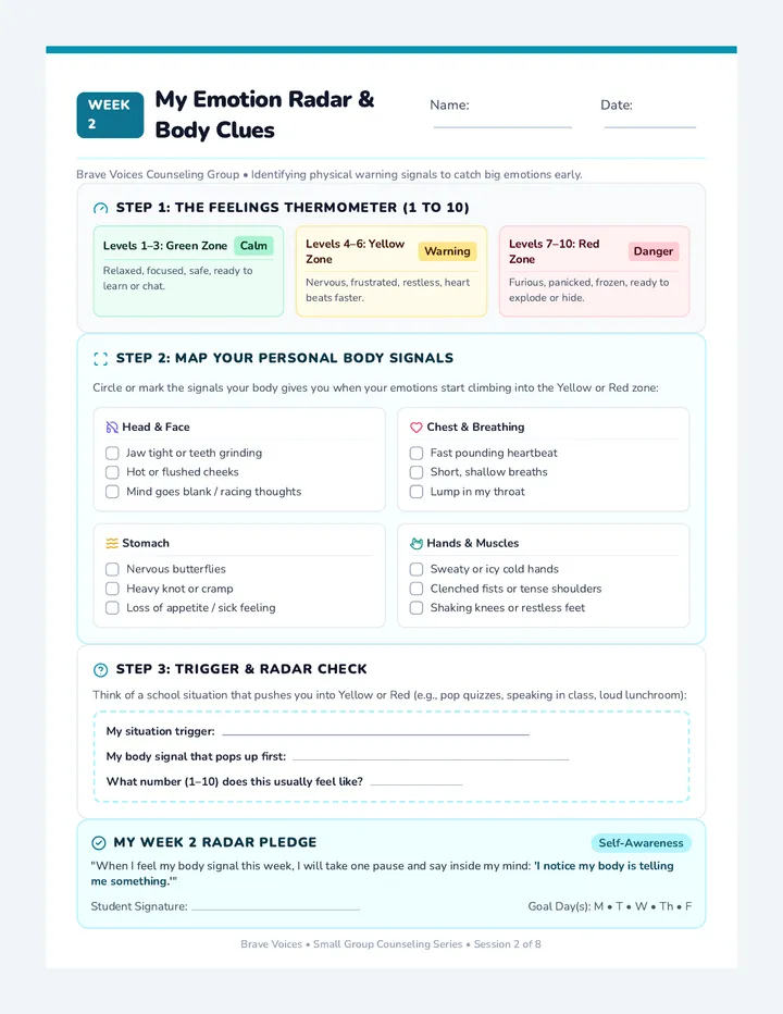 Emotion Radar Worksheet