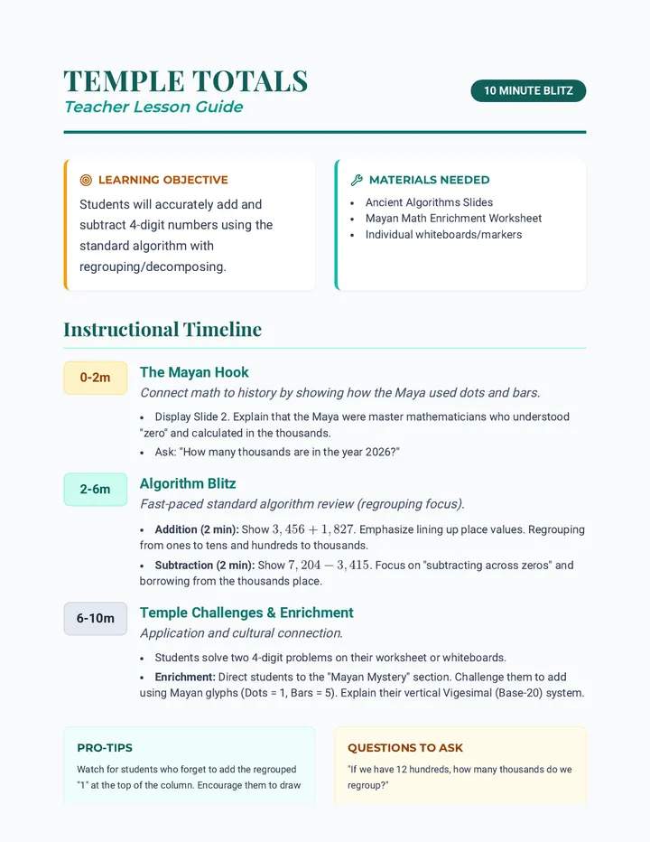 Temple Totals Lesson Guide