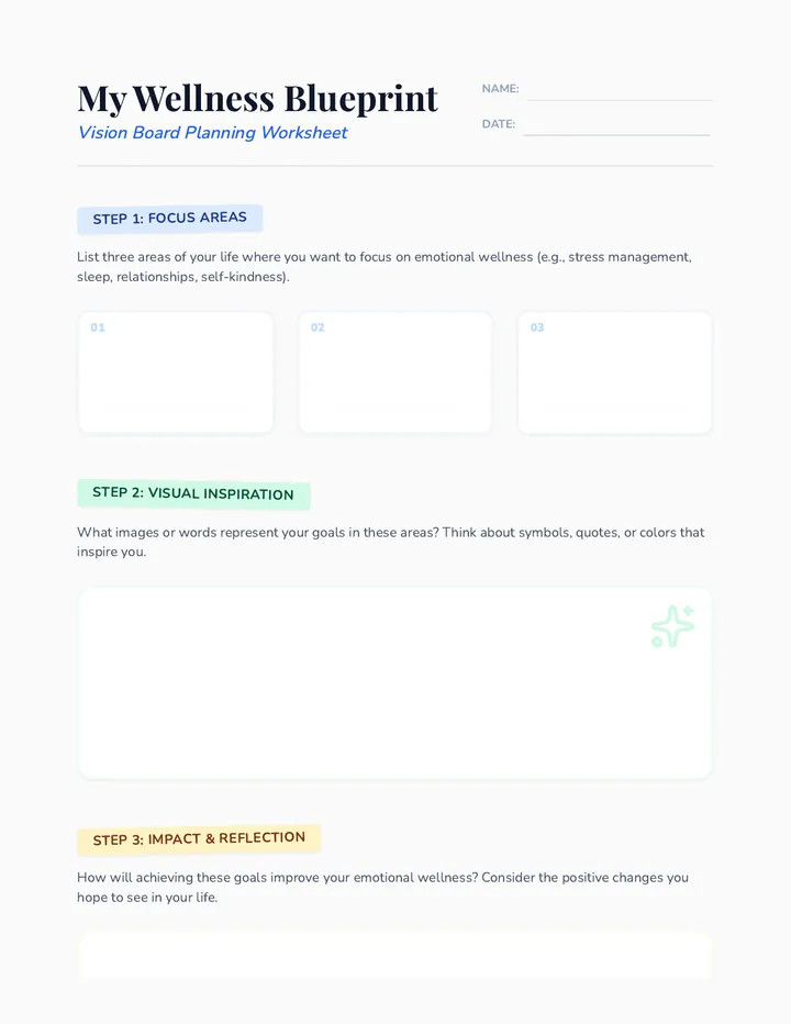 Vision Board Planning Worksheet