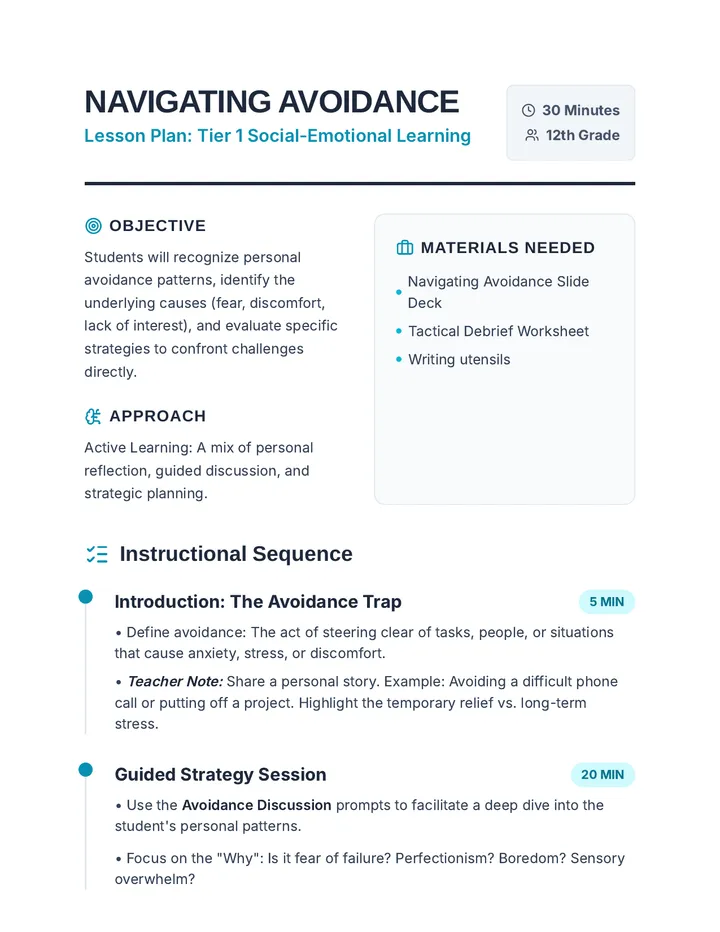 Navigating Avoidance Lesson Plan