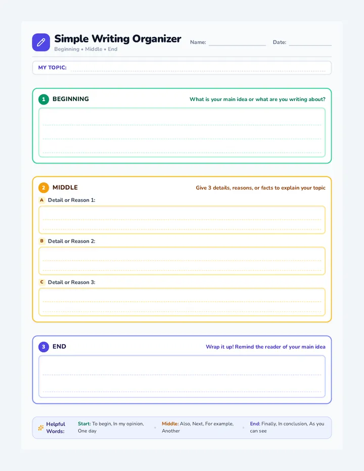 Simple Writing Graphic Organizer