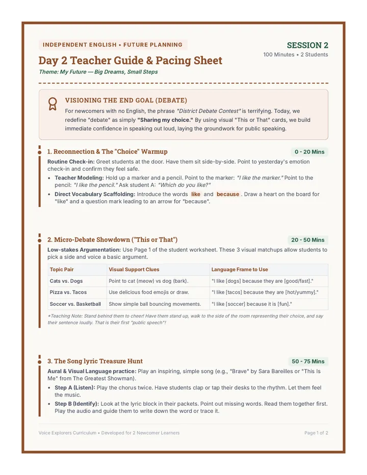 Day 2 Pacing Teacher Guide