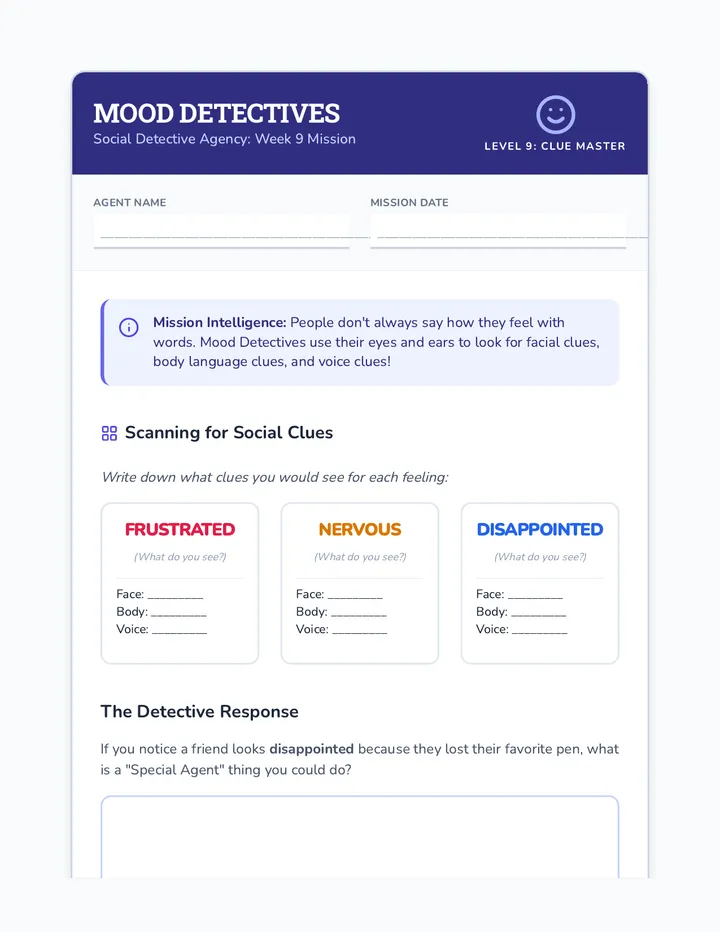 Mood Detective Worksheet Wk9