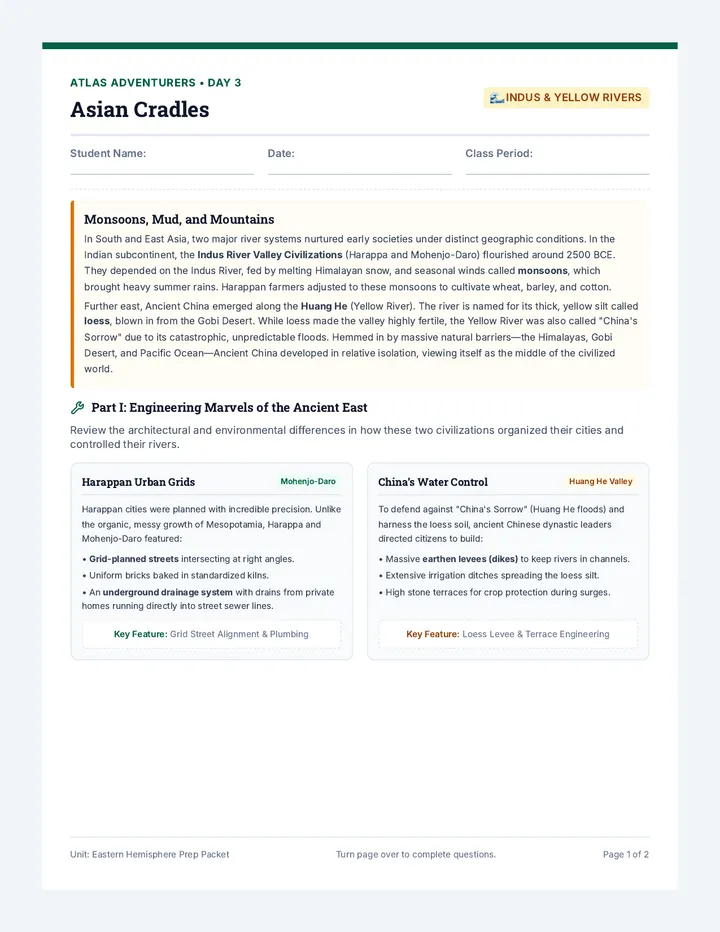 Asian Cradles Worksheet
