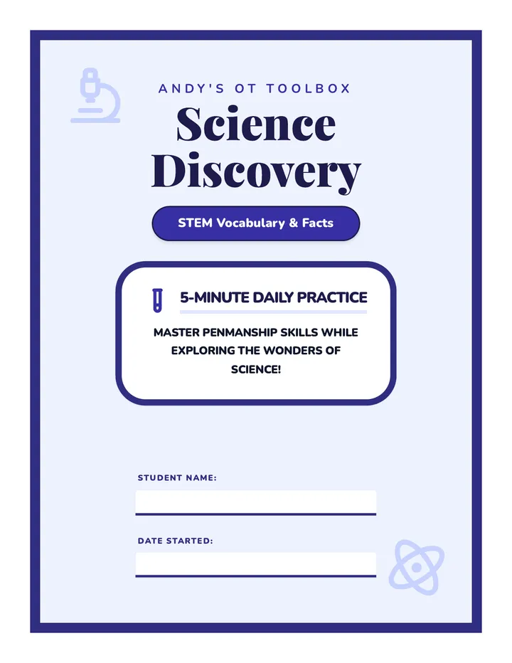 Science Discovery 30 Day Handwriting Worksheet