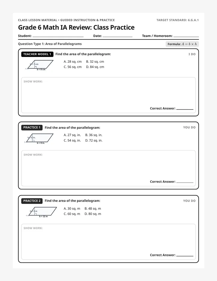 Math IA Review Worksheet