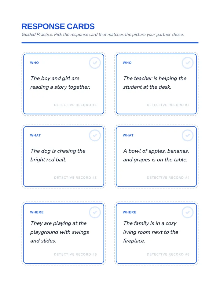 Response Cards Activity
