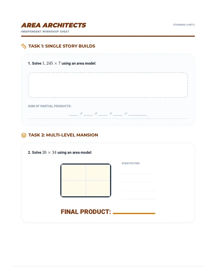 Area Architects Worksheet