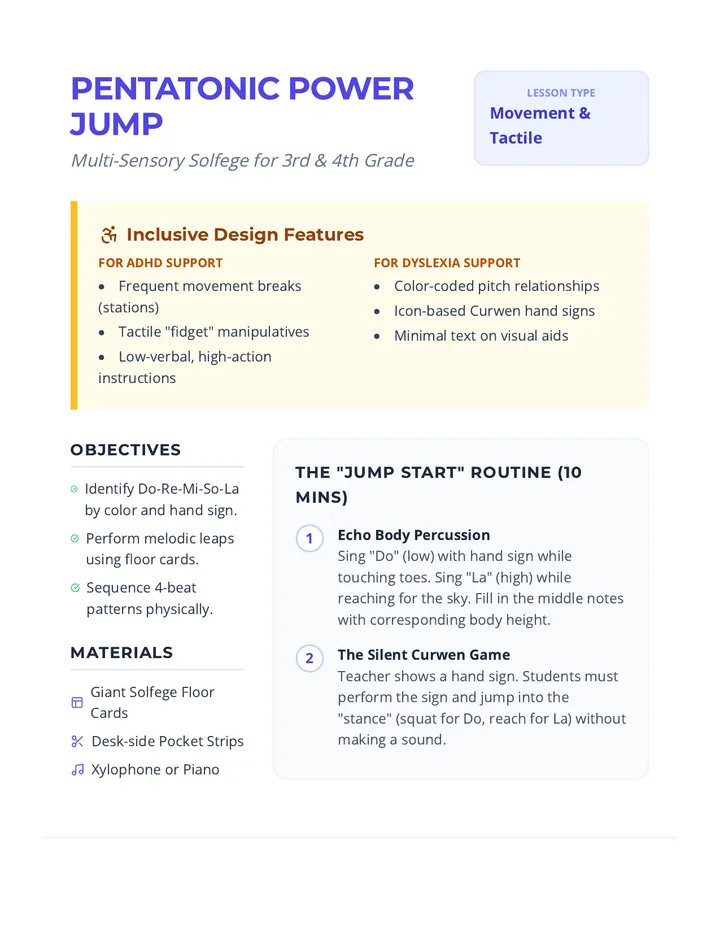 Pentatonic Jump Lesson Plan