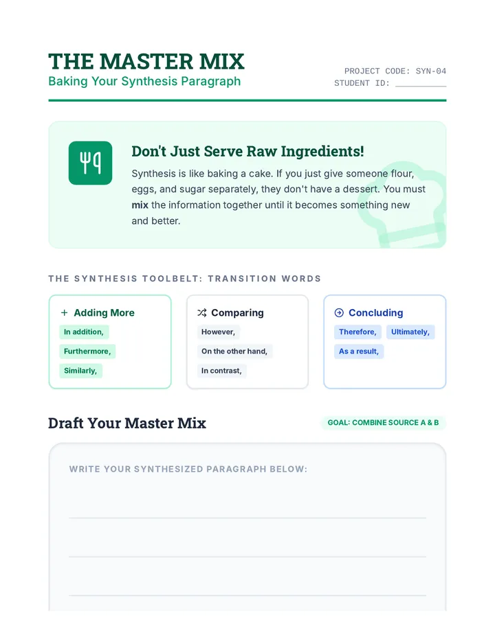 Master Mix Writing Worksheet