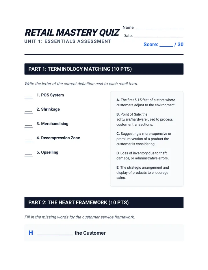 Retail Mastery Quiz