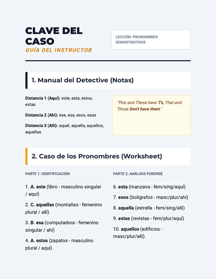 Clave del Caso Answer Key