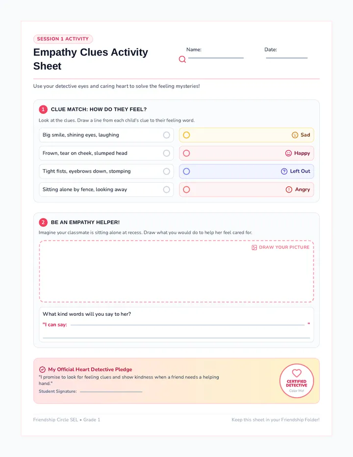 Empathy Clues Activity Sheet