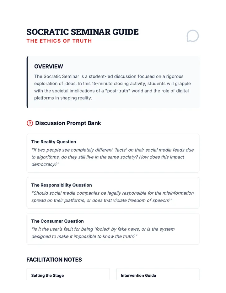 Socratic Seminar Discussion Guide