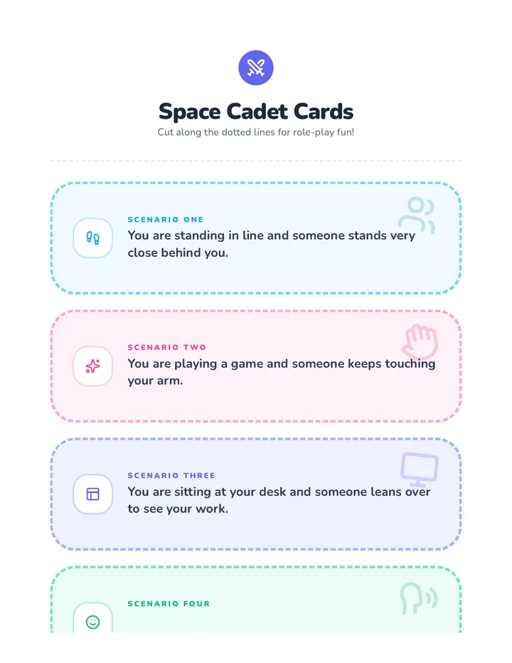 Space Cadet Scenario Cards