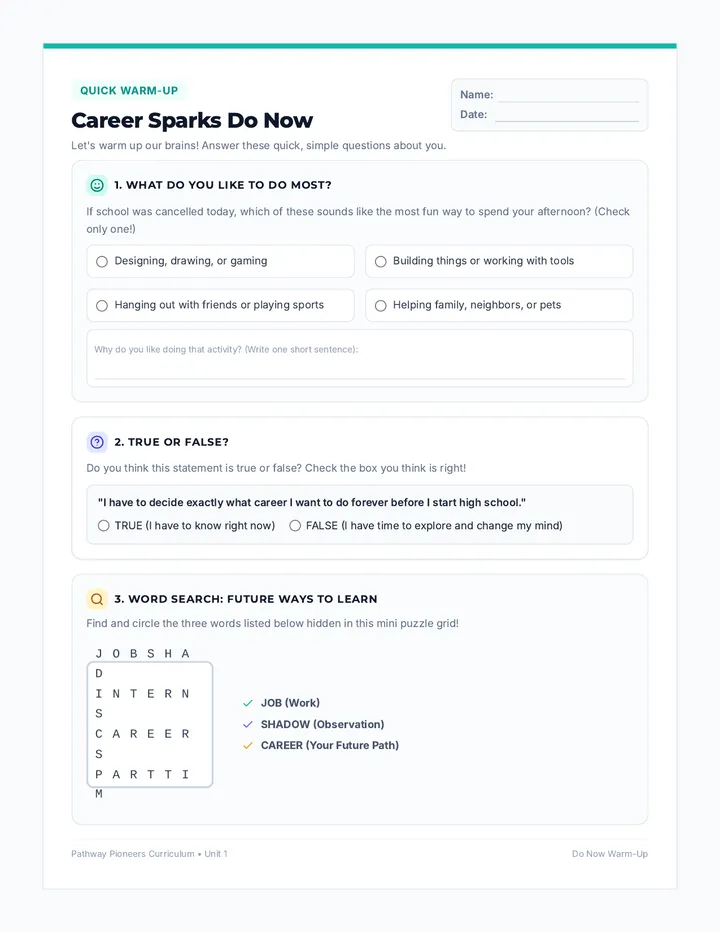 Career Sparks Do Now