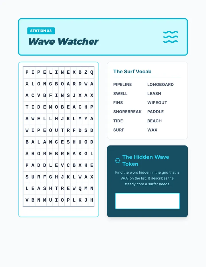 Wave Watcher Word Search Station