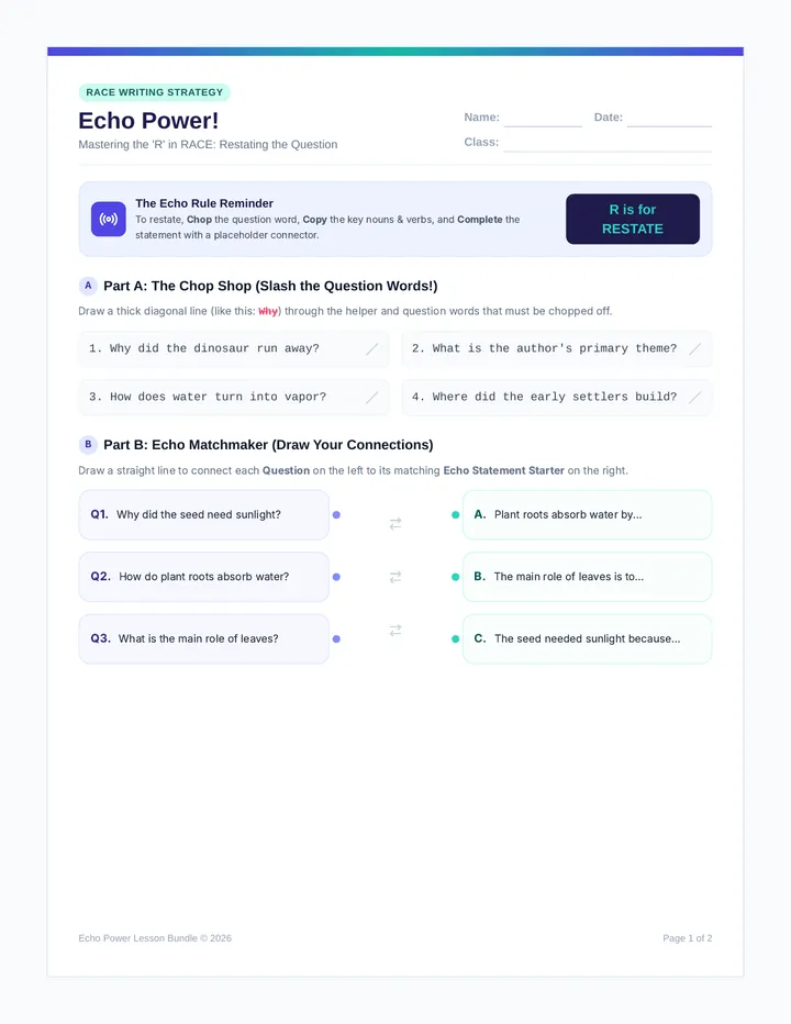 Echo Power Worksheet