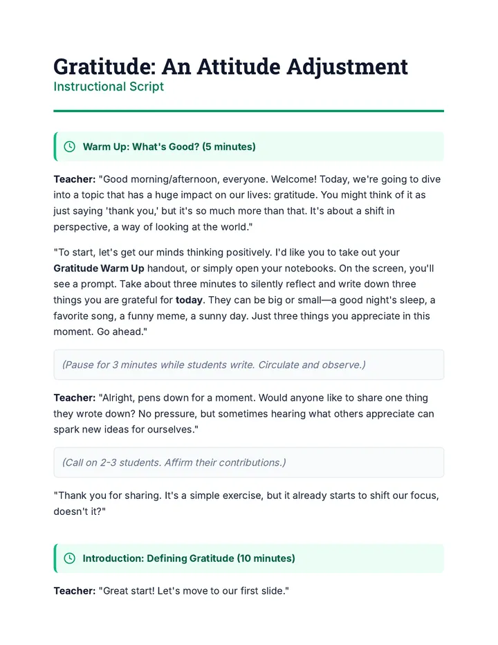 Gratitude Script