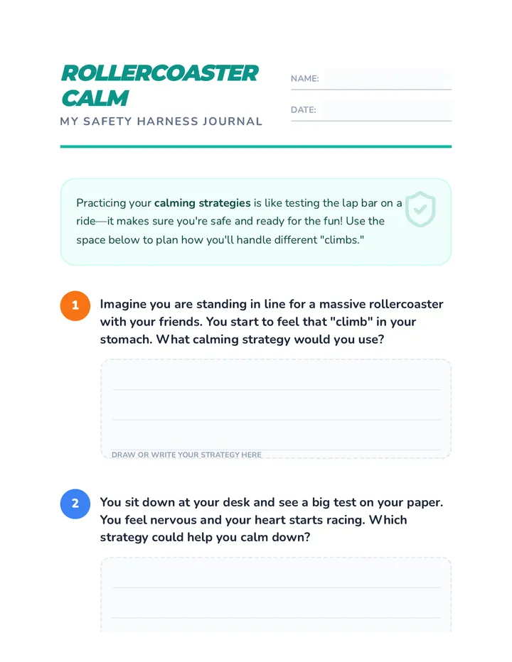 Calming Strategies Worksheet