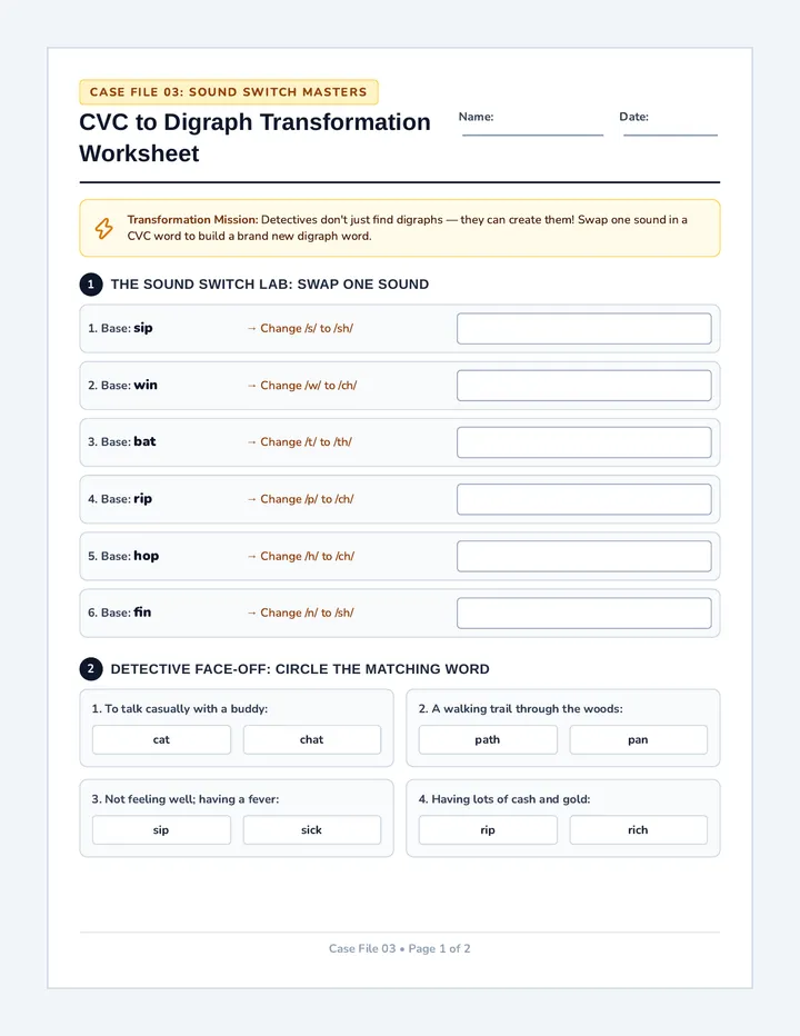 Sound Switch Worksheet