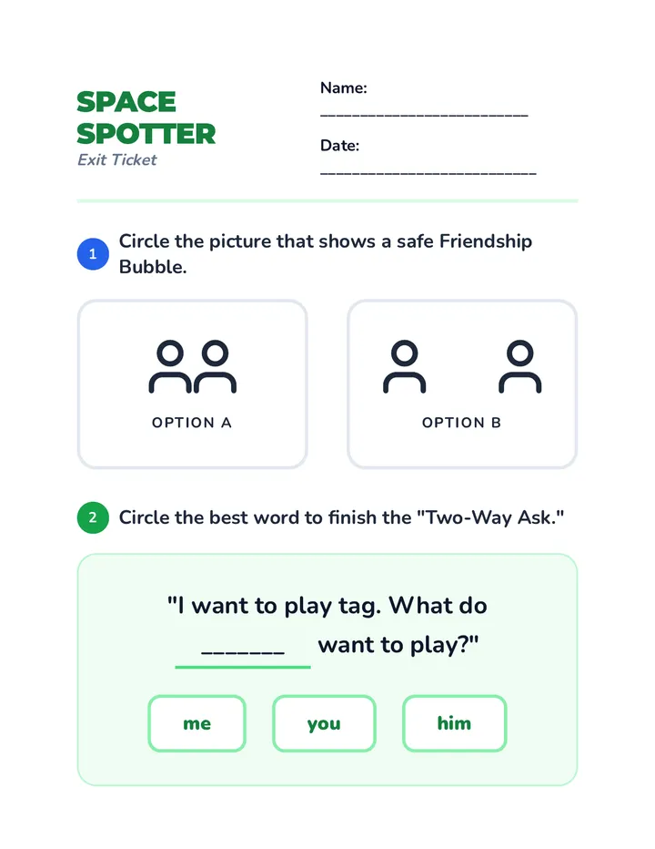 Space Spotter Exit Ticket