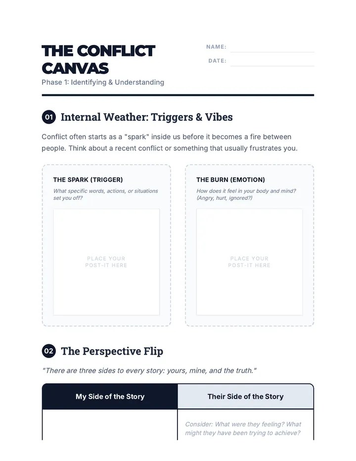 Conflict Canvas Worksheet