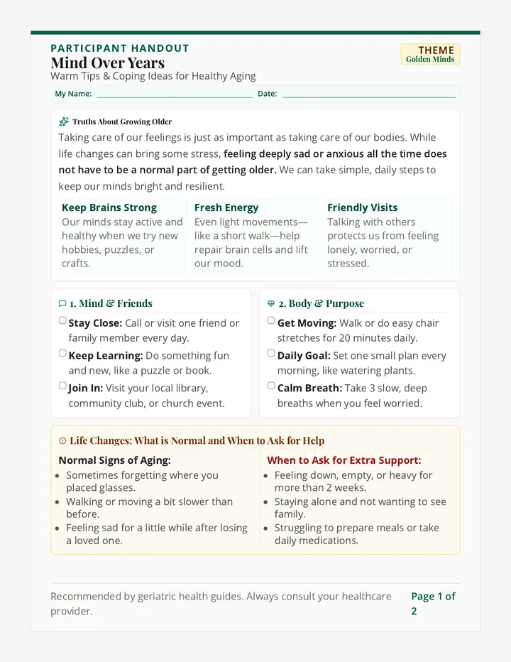 Mind Over Years Handout