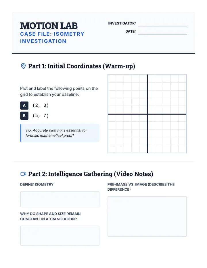 Isometry Investigators Worksheet