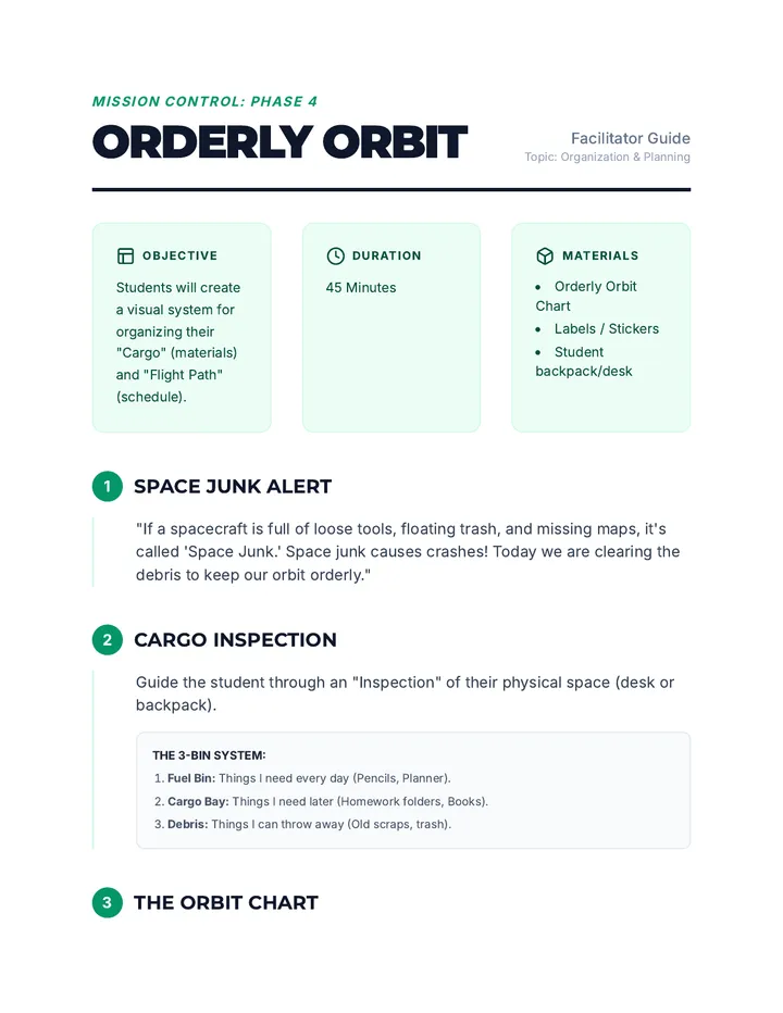 Orderly Orbit Facilitator Guide