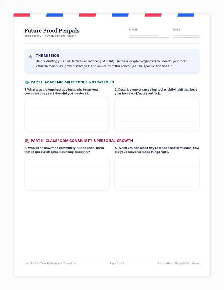 Reflective Blueprint Worksheet