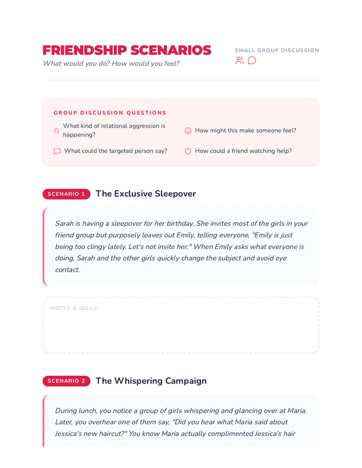 Relational Aggression Scenarios Activity