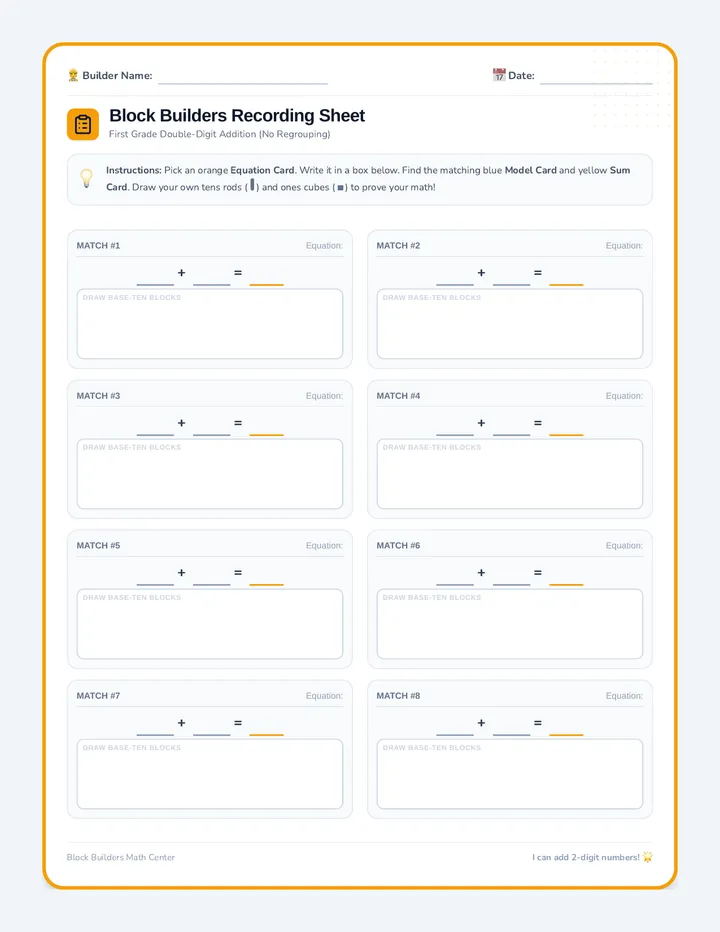 Block Builders Recording Sheet