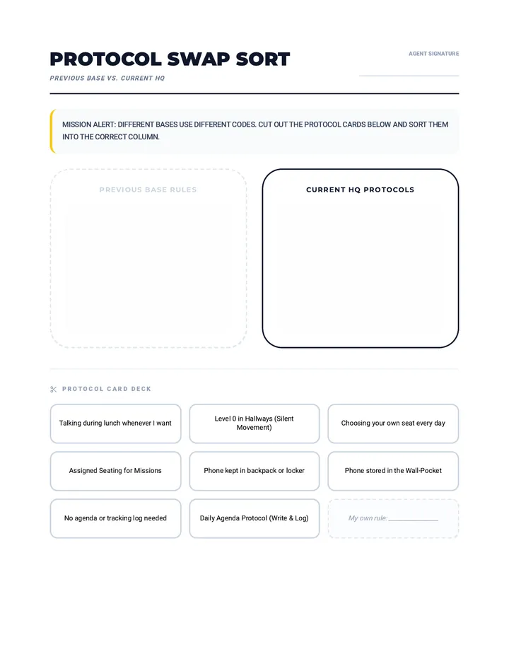 Rule Swap Sort Worksheet