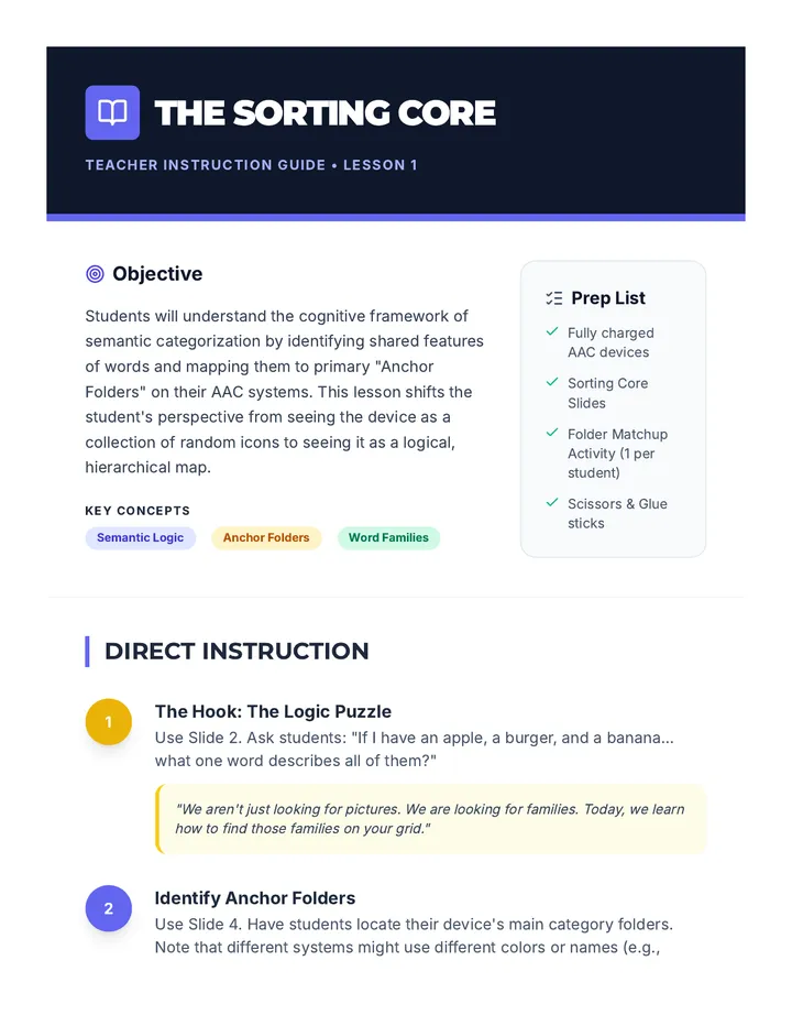 Semantic Sort Teacher Guide