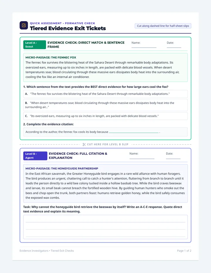 Tiered Evidence Exit Tickets