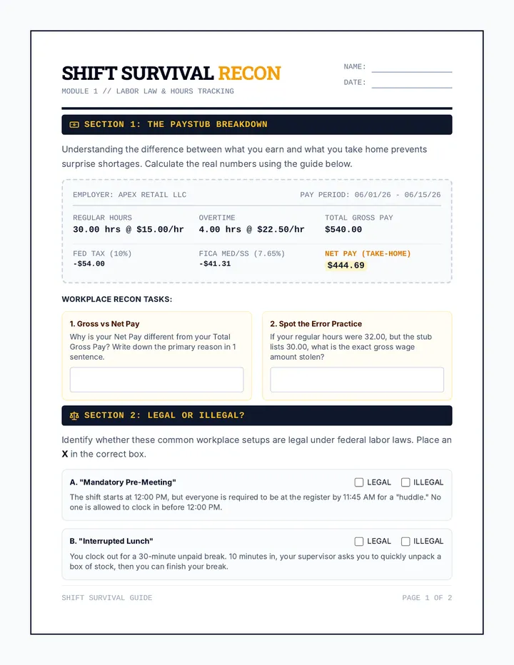 Shift Survival Workbook