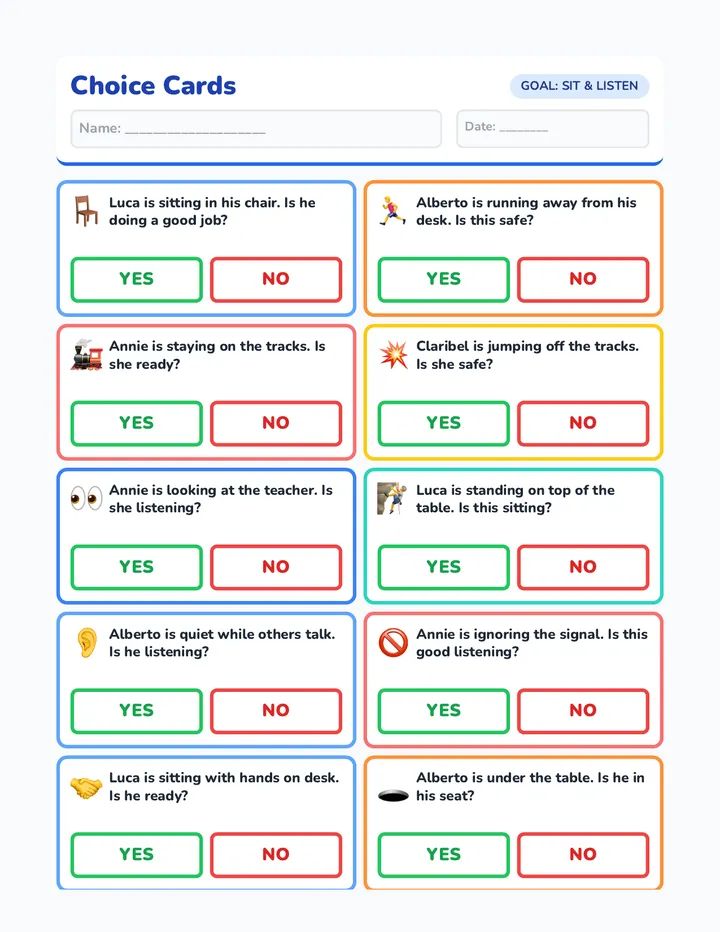 Engagement Cards Worksheet