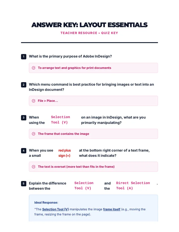 Layout Essentials Answer Key