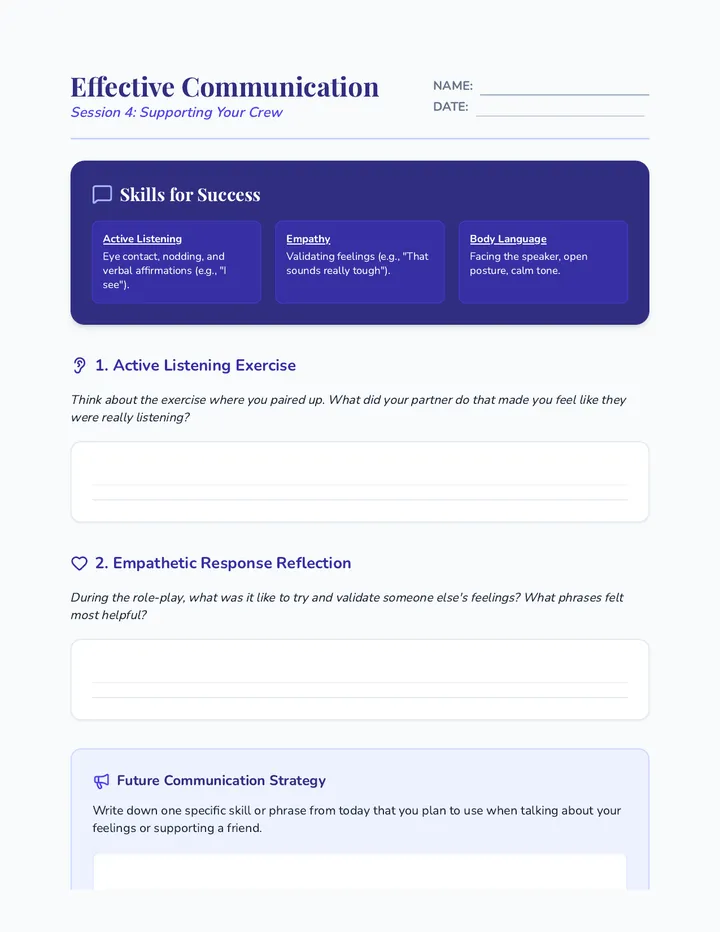 Effective Communication Activity Worksheet
