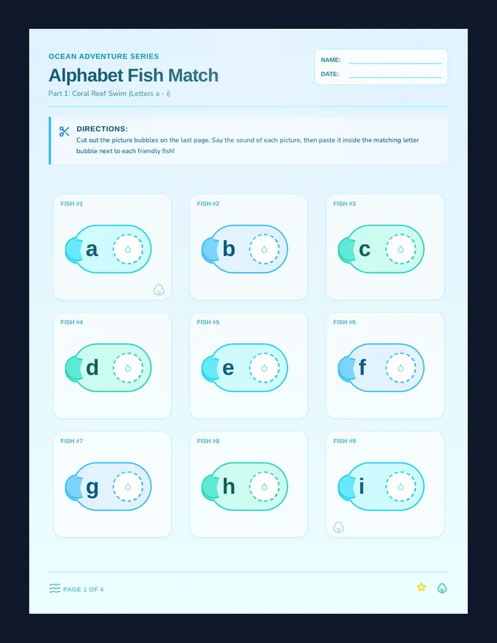 Alphabet Fish Worksheets