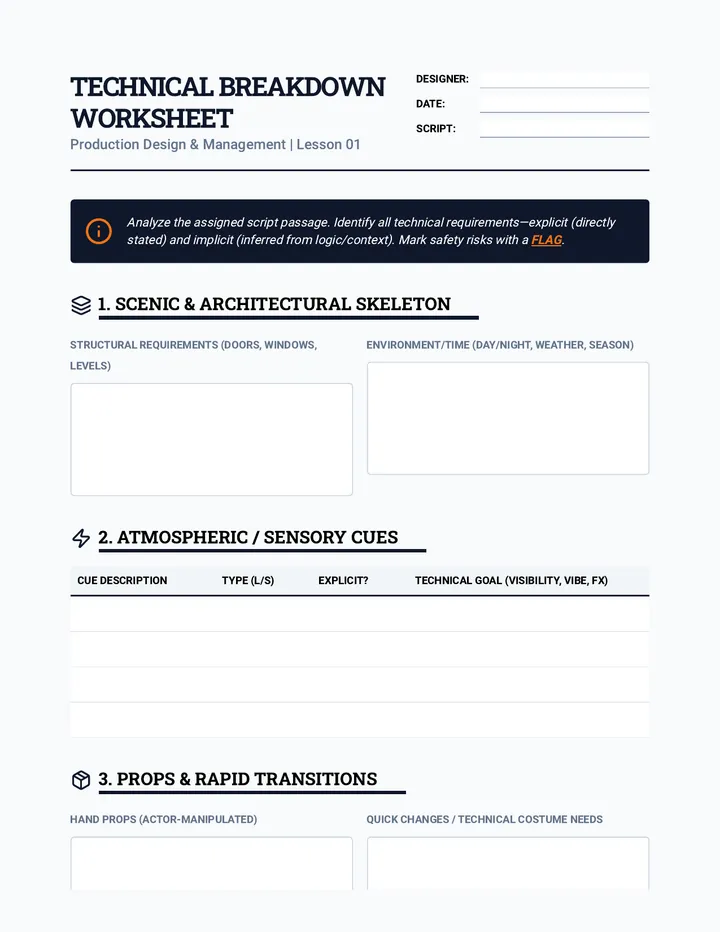 Technical Breakdown Worksheet