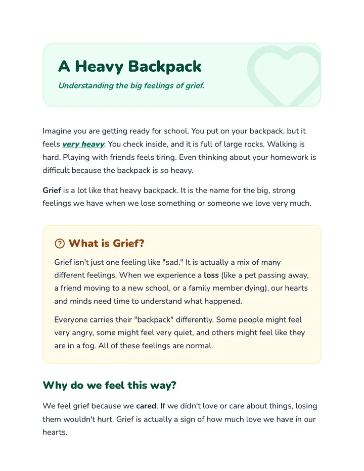 Grief Rocks Reading Material