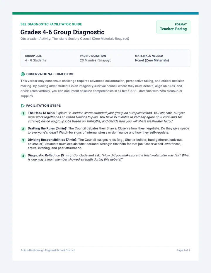 Grades 4-6 Team Challenge Diagnostic Guide