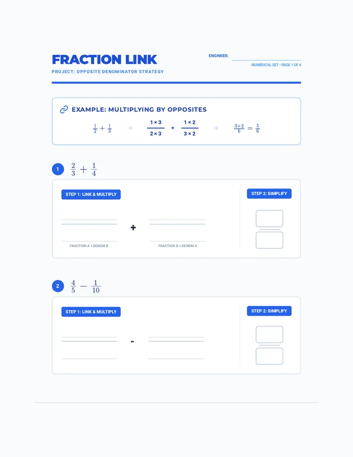Fraction Link Worksheet